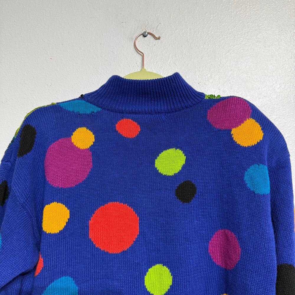 IB Diffusion Sport Blue Sequin Knit Vintage Sweater Sz M - Picture 8 of 13